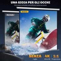 Telo Proiettore Motorizzato da 120" con Telecomando, in Plastica e Metallo, 236.5x8x236.5 cm, Bianco
