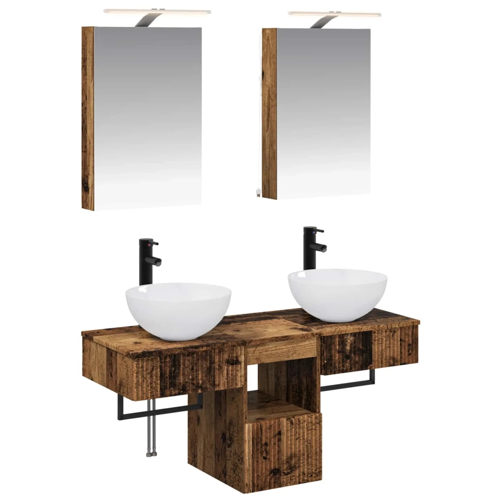 Set di Armadi da Bagno 5 pz Legno antico Legno ingegnerizzato 3406277