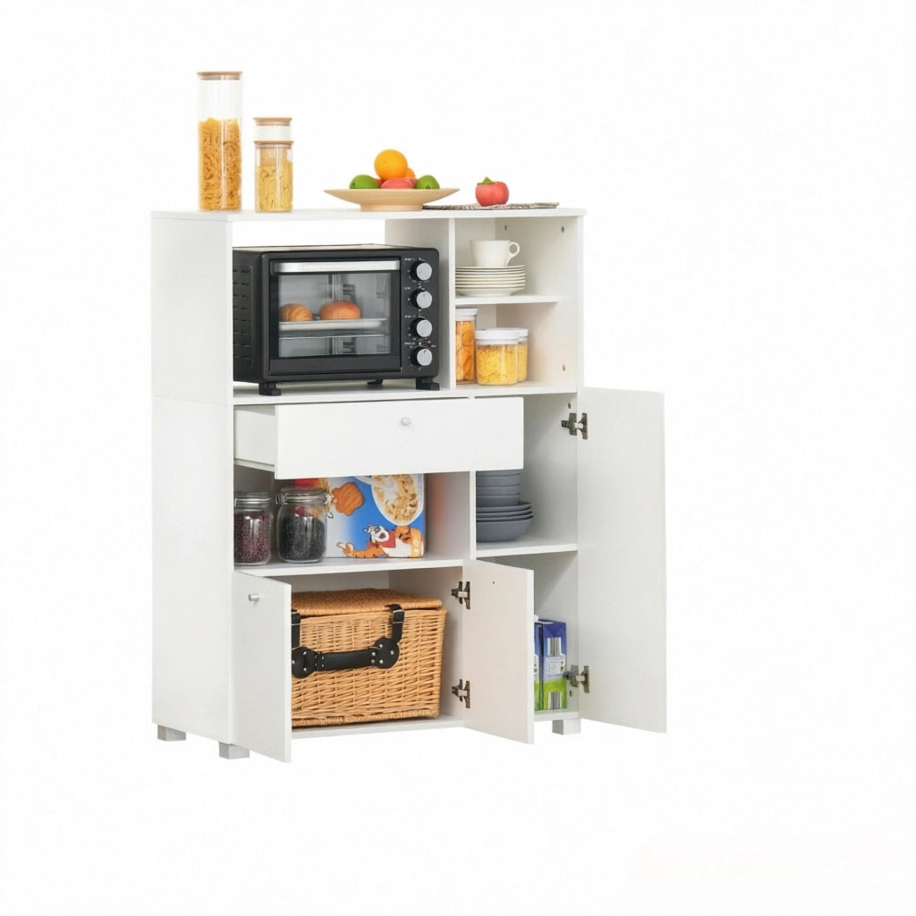 Mobile contenitore da cucina con 2 ante; 4 nicchie; cassetto estraibile; per cucina e soggiorno; 90 × 40 × 120 cm