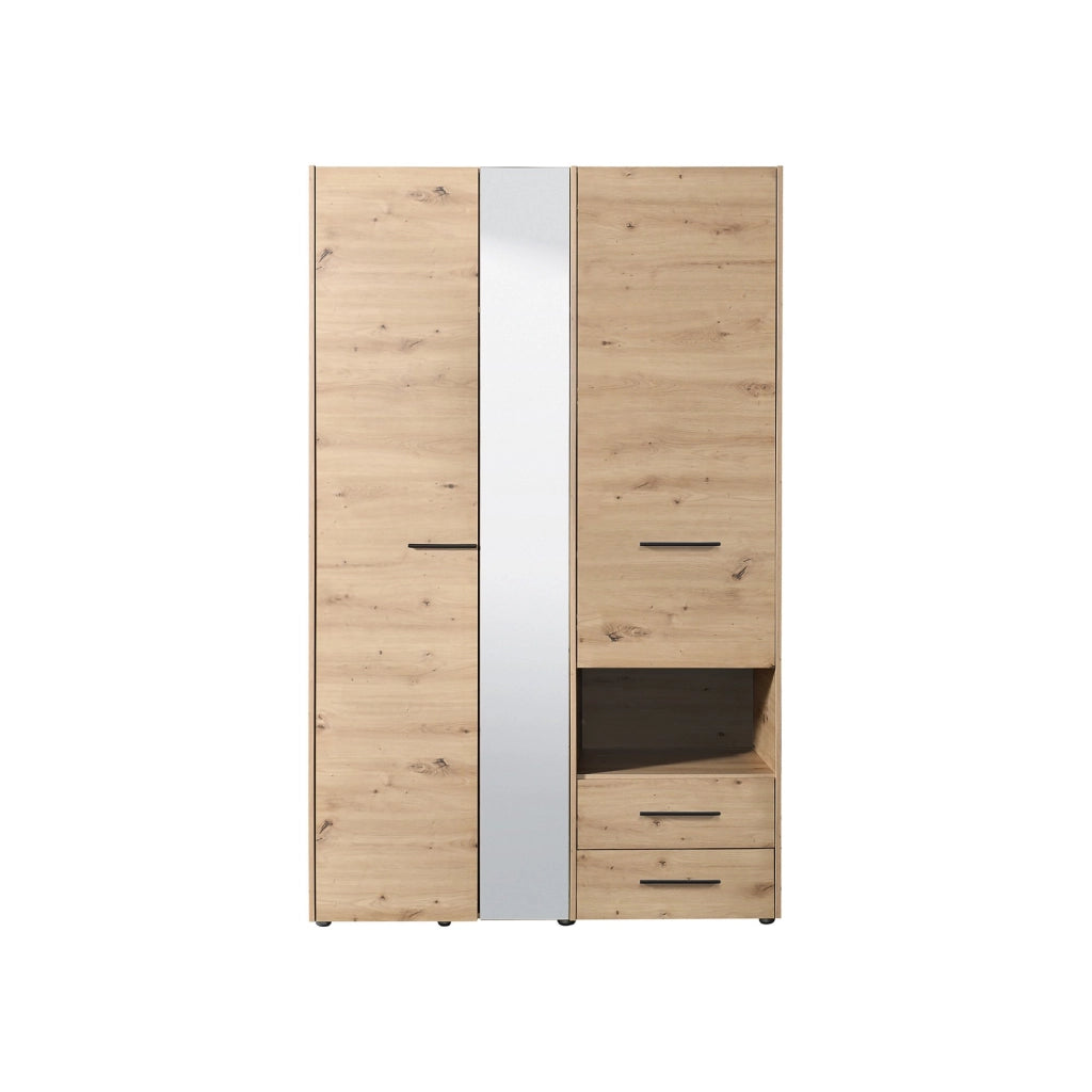 Armadio Camera da Letto Molare, Guardaroba 3 Ante Appendiabiti, 127.5x54 cm Marrone Rovere Nodi