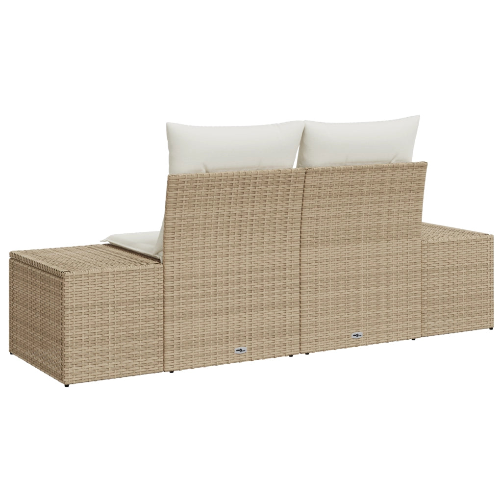 Divano da giardino per 2 persone con cuscini in polirattan beige