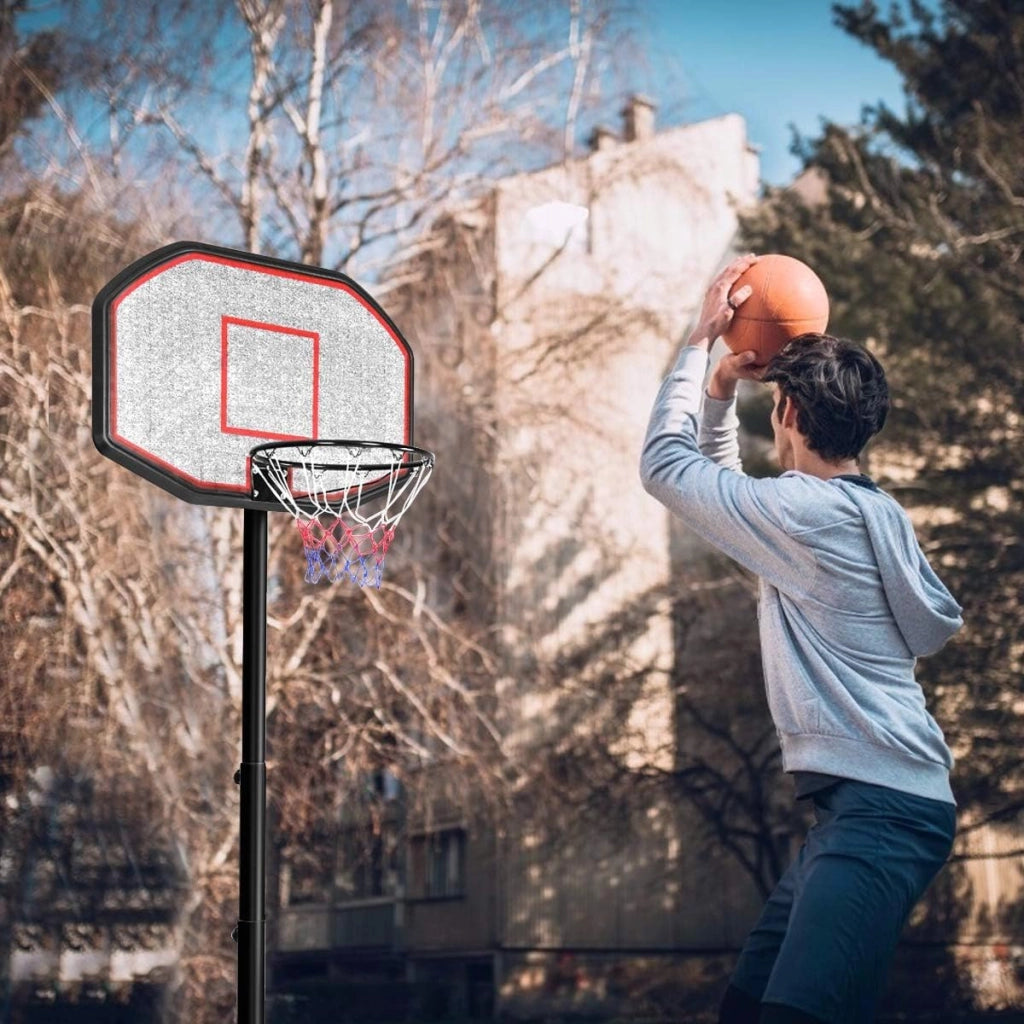 Canestro da Basket Regolabile in Altezza da 200 a 305 cm, Canestro da Basket da Esterno ed Interno Portatile con Base Riempibile e Ruote