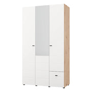 Armadio Camera da Letto Serram, Guardaroba 3 Ante Appendiabiti, 117x52 cm Bianco Opaco
