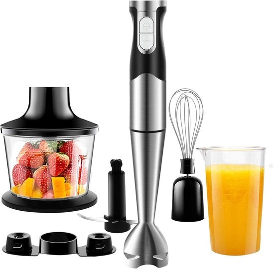 Set di Frullatore a Stantuffo - Manuale - Frullatore a 3 in 1 - Set di Accessori per Frullatore - Purea - Salsa - Smoothies - Cibo per Bambini - RVS - 3 in 1