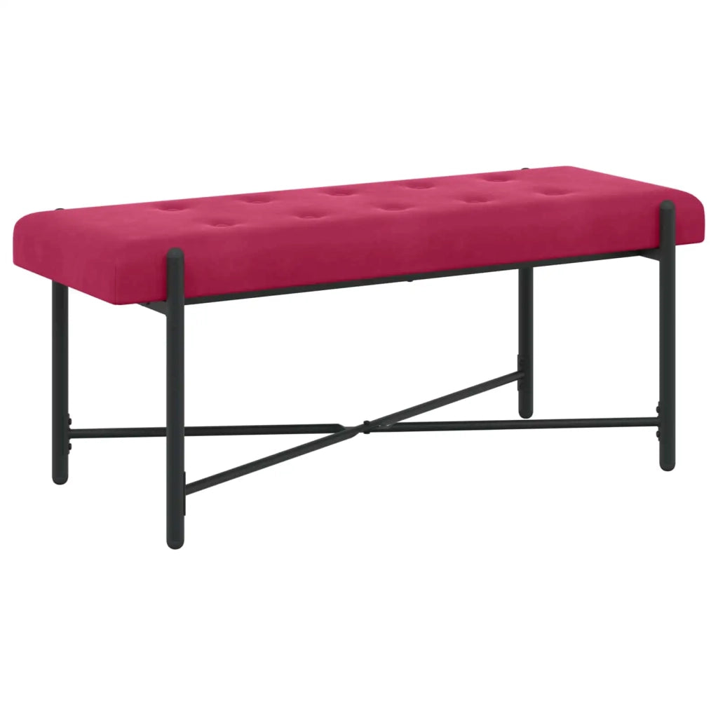 Panchina con bottoni e cuscini Rosso Vino 110 x 40 x 46 cm 42038390