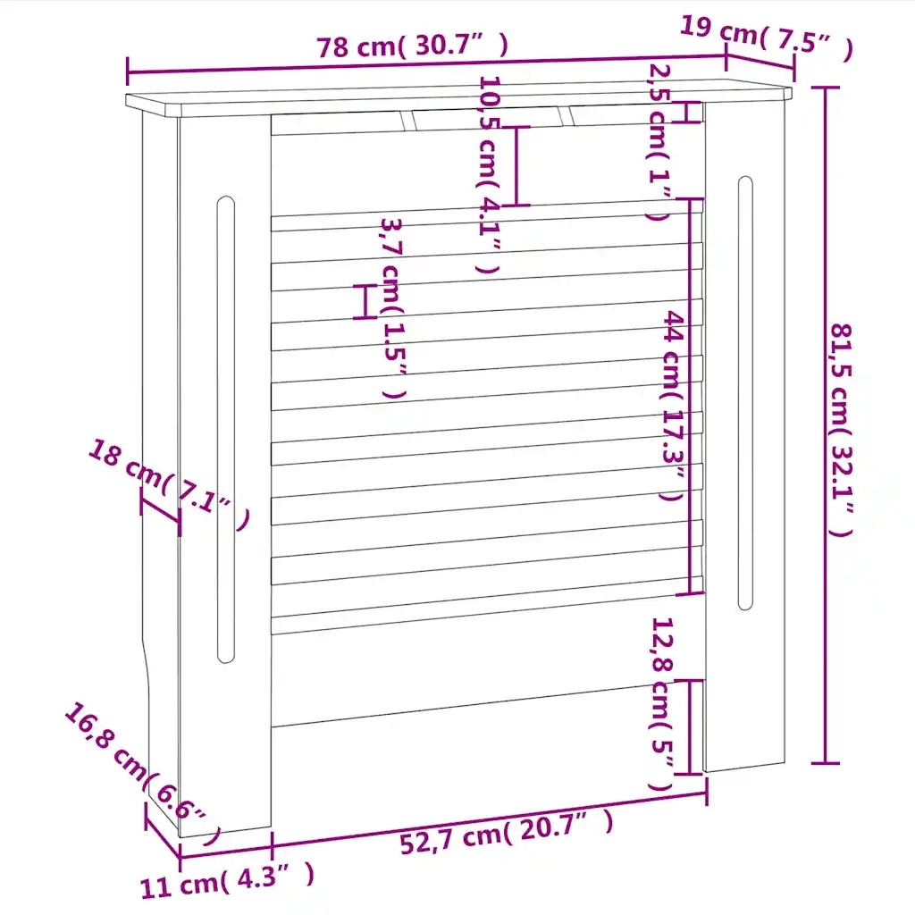 Copertura per Radiatore Nera in MDF 78 cm CFW8969689