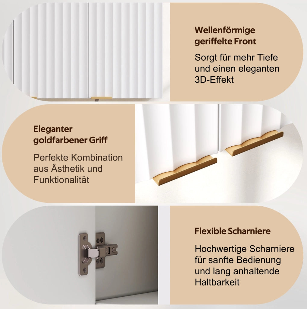 Armadietto pensile a 3 ante in MDF bianco 90 x 29 x 60 cm