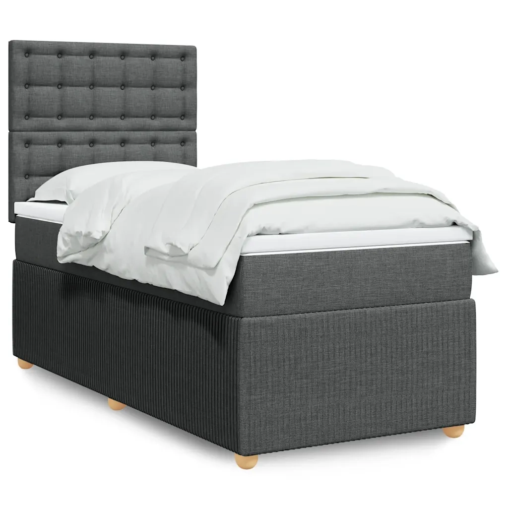 Giroletto a Molle con Materasso Grigio Scuro 90x190 cm Tessuto