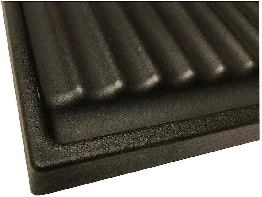 Bistecchiera in ghisa, Piastra per Barbecue in Ghisa,Bifacciale, Liscia e ondulata, 60x38 cm, con sistema Scolagrasso
