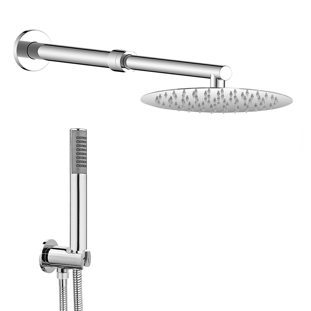 Set doccia con soffione in acciaio inox braccio estendibile 35-50 cm in ottone cromo e kit doccino