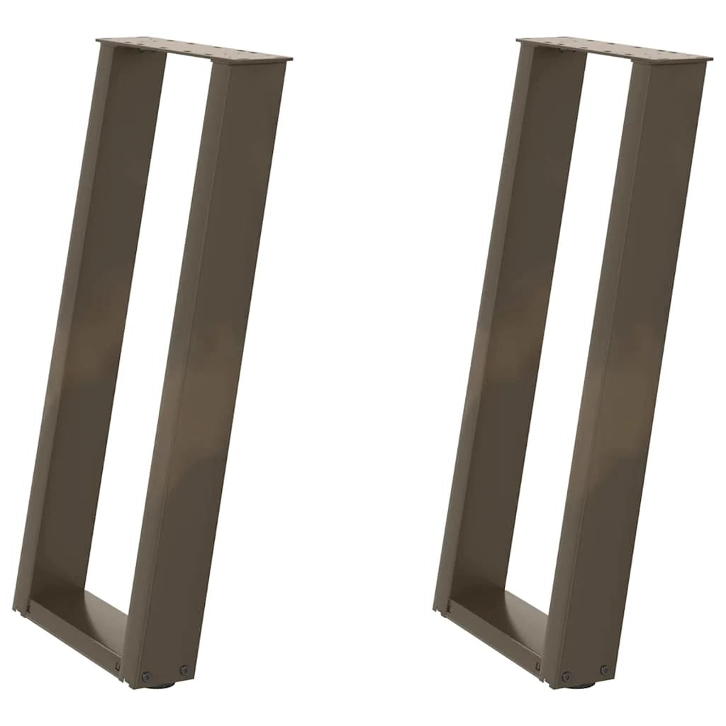 Set di 2 gambe per tavolo consolle angolate a forma di U 38 x 72-73 cm robuste design moderno acciaio naturale 02_0057065
