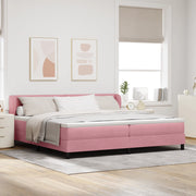 Letto Box Spring con Materasso Rosa 200x200 cm Velluto