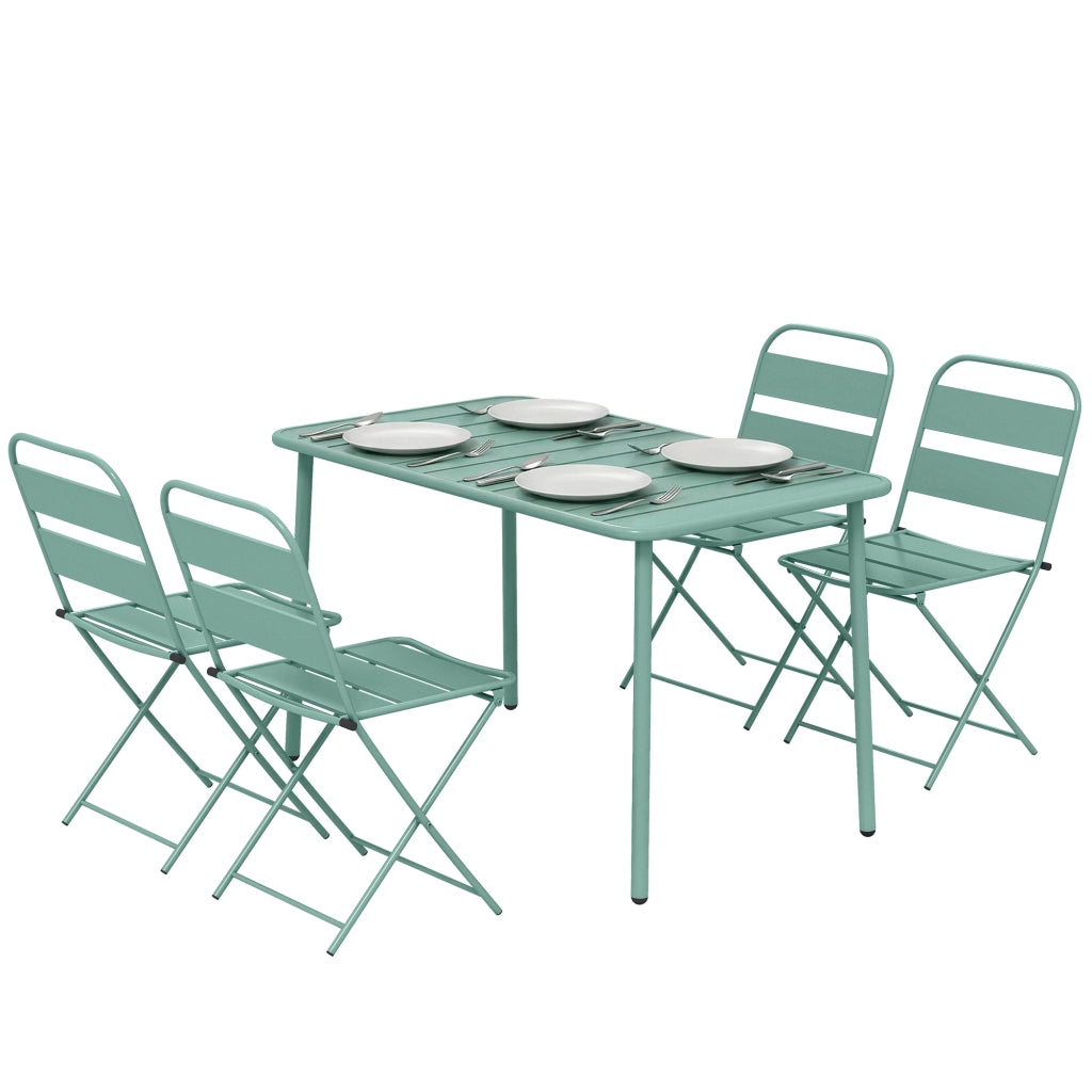Set Giardino 5 Pezzi Tavolo Pranzo Sedie Pieghevoli ¨C zephmum ¨C Verde Legno