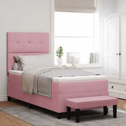 Letto a molle con materasso Rosa 90 x 190 cm Velluto