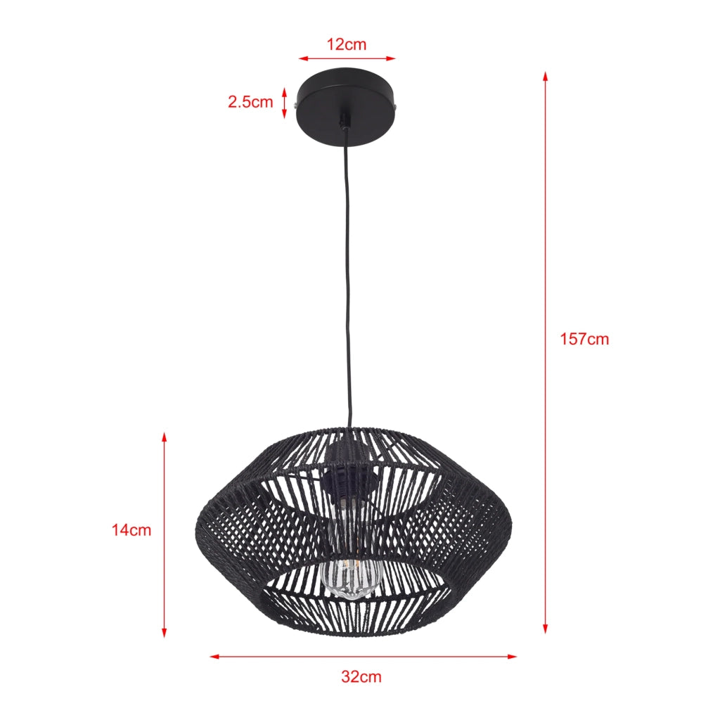 Lampada da terra a sospensione E27 nera 03_0010725