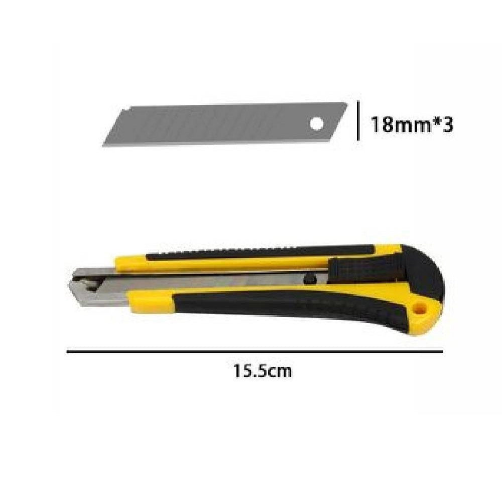 Trade Shop - Taglierino Cutter Con Fermo Blocco Guida Lame Da 18 Mm Manico Antiscivolo 71074 -