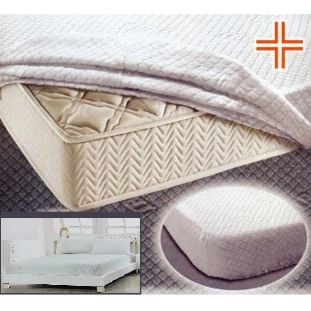 Trade Shop - Coprimaterasso 1 Piazza Spugna Jersey Estendibile Con Disegno Jacquard 90x200cm -