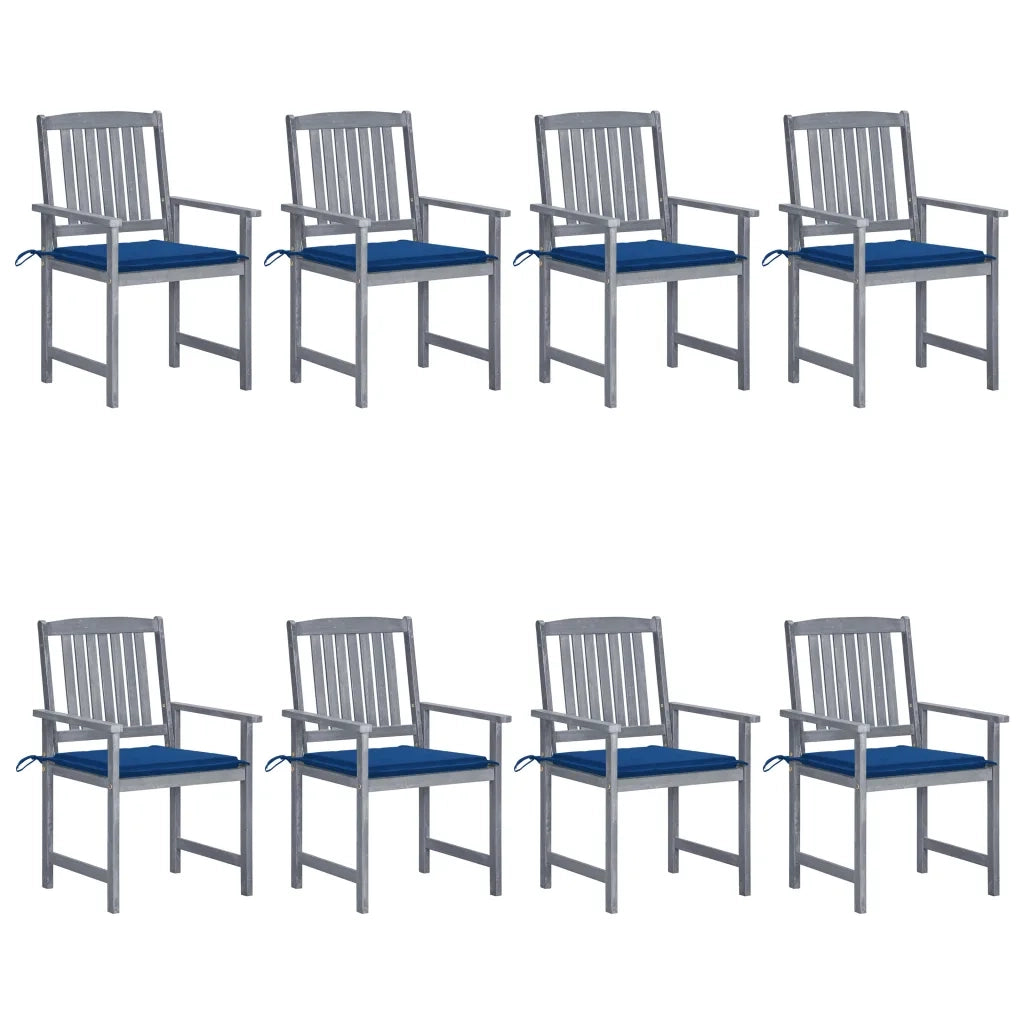 Sedie da Giardino con Cuscini 8 pz in Massello di Acacia Grigie cod mxl 17545