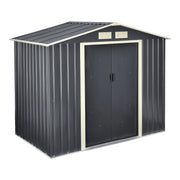Casetta da giardino 213 x 127 x 185 cm tetto a due falde lamiere zincate grigio scuro 03_0007172