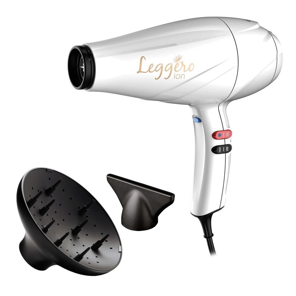 GA.MA Phon Leggero Ion: tecnologia agli ioni, anti crespo, 2400 W, Motore AC a lunga durata Made in Italy, 6 combinazioni di velocità e temperatura, colpo d'aria fredda, incluse 1 bocchette da 9 mm e 1 diffusore