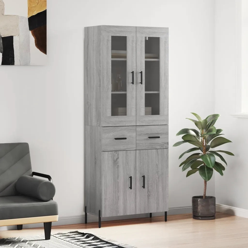 Credenza-Buffet-Armadio da cucina Grigio Sonoma 69,5x34x180 cm in Legno Multistrato 817756