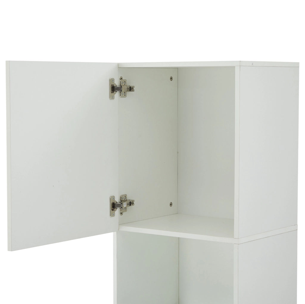 Vetrina 45x35x160 cm con illuminazione LED e 1 ripiano in vetro; truciolato bianco