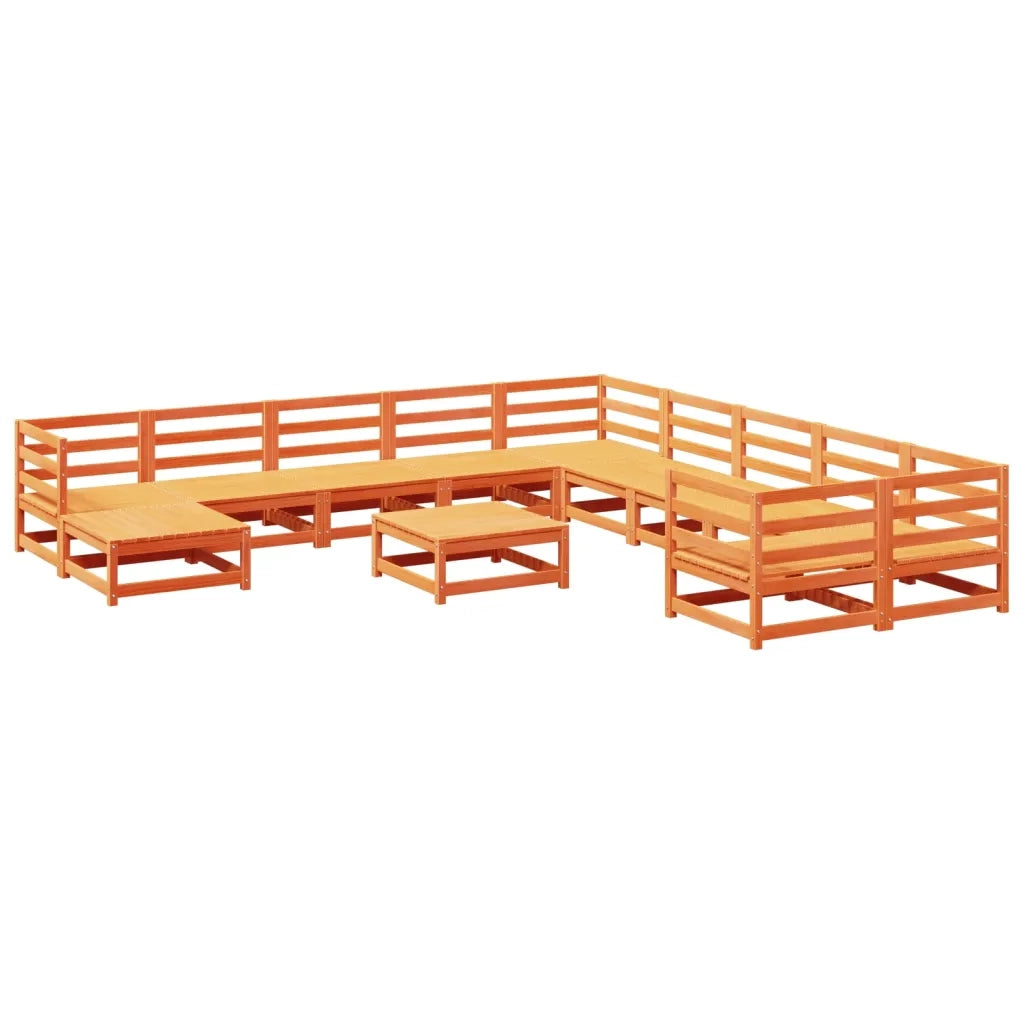 Set Divani da Giardino 12pz Marrone Cera Legno Massello di Pino 3299652