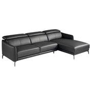 Divano chaise longue destro in pelle nera