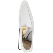 Specchio da Parete o da Terra Autoportante a Figura Intera con Cornice Ondulata in Velluto 160x50 cm Bianco