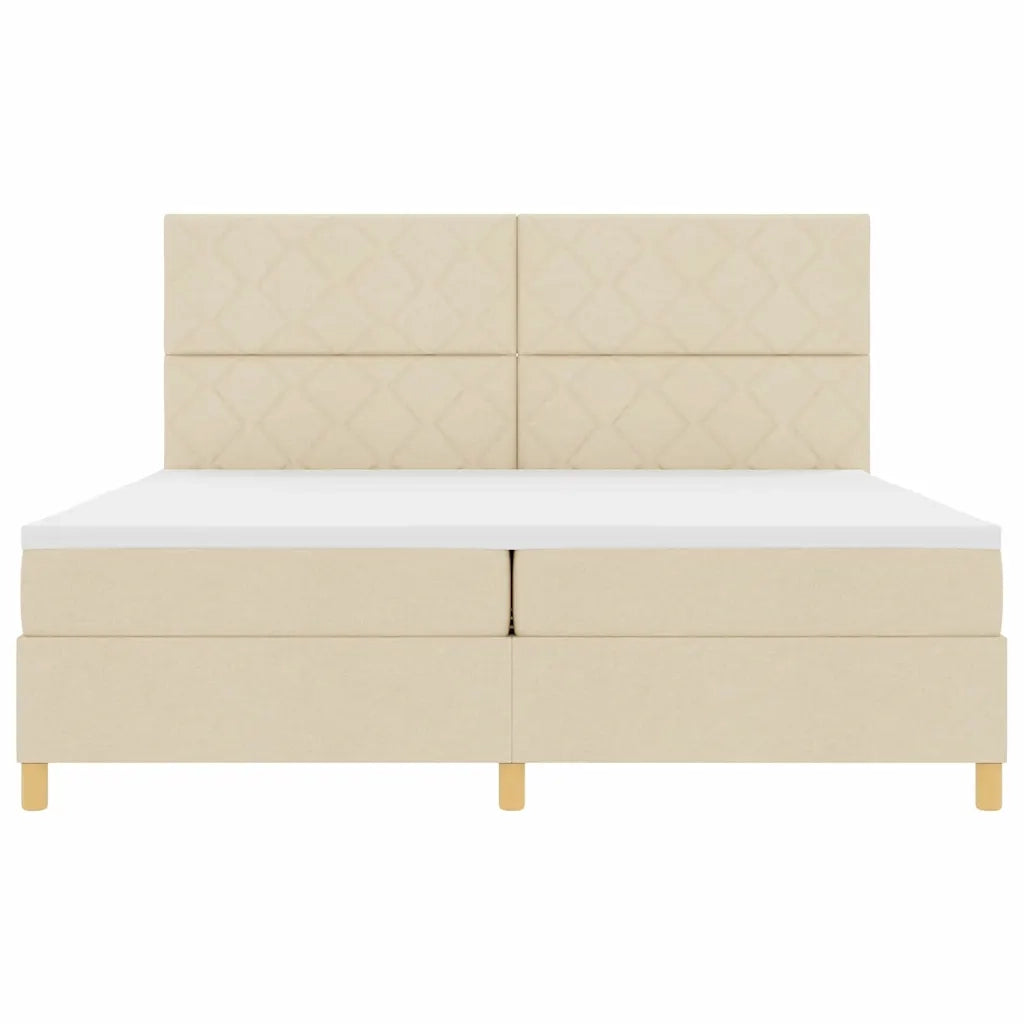 Letto a Sorgente LED con materasso Crema 200 x 200 cm Tessuto 3343206