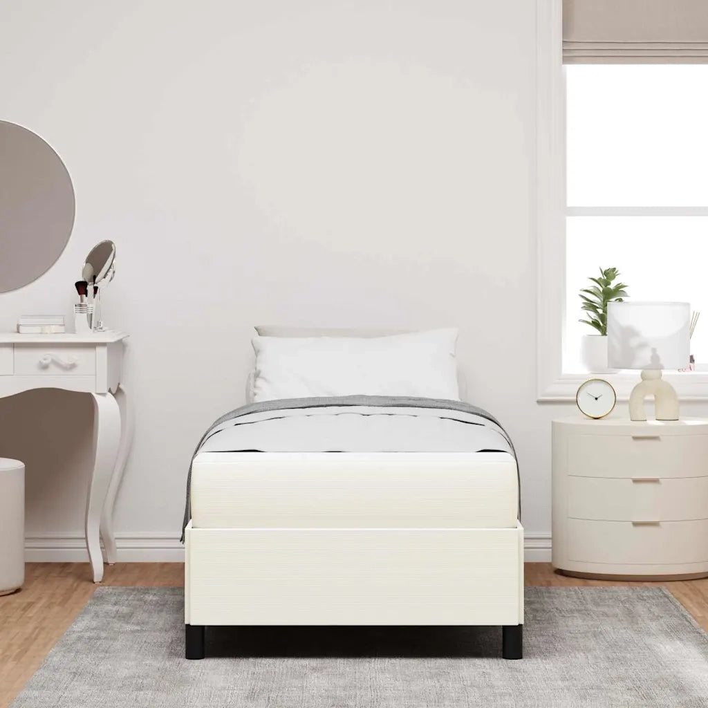 Struttura del letto con materasso Crema 90 x 200 cm Tessuto