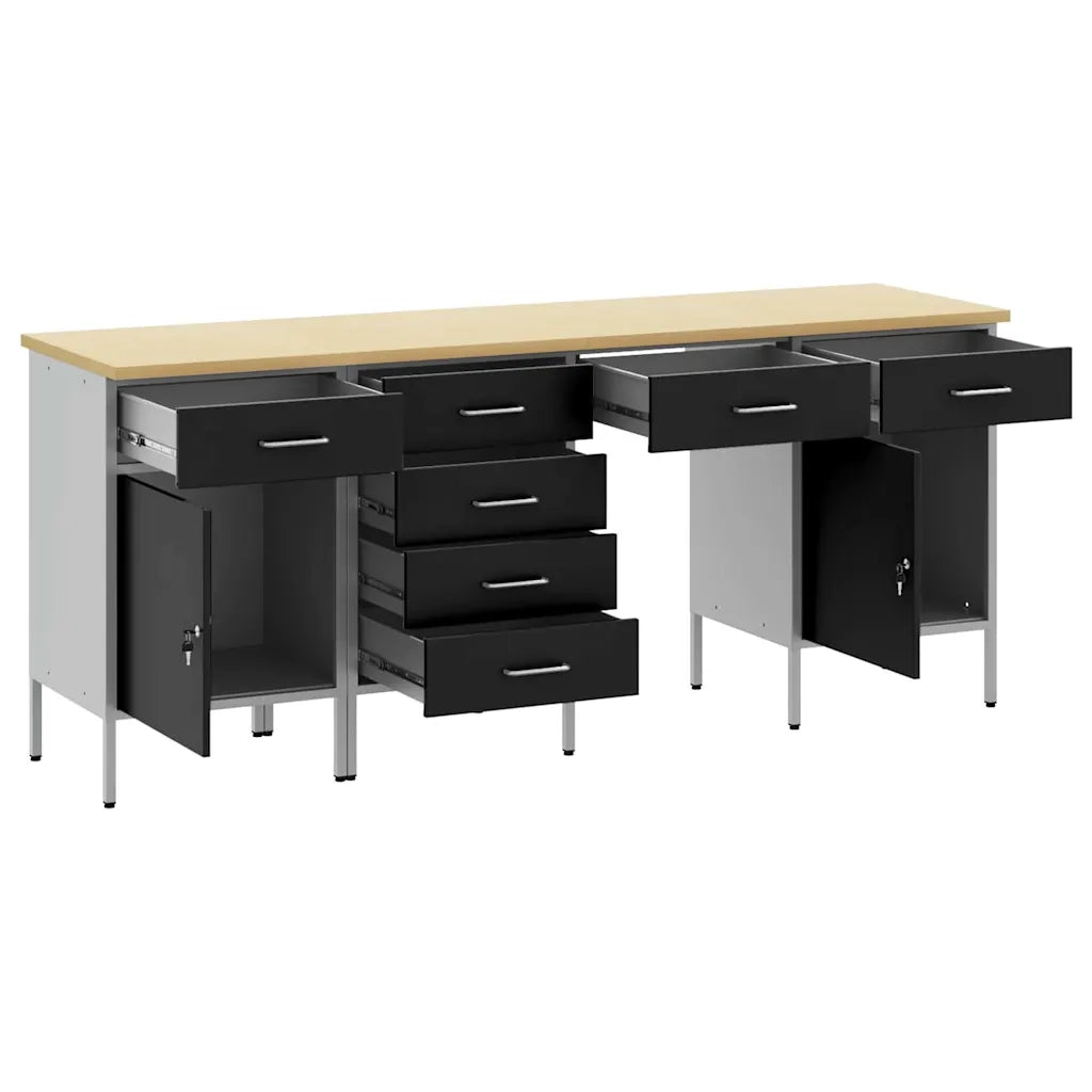 Mobile da lavoro 4 pcs Nero Legno ingegnerizzato e acciaio 3321382