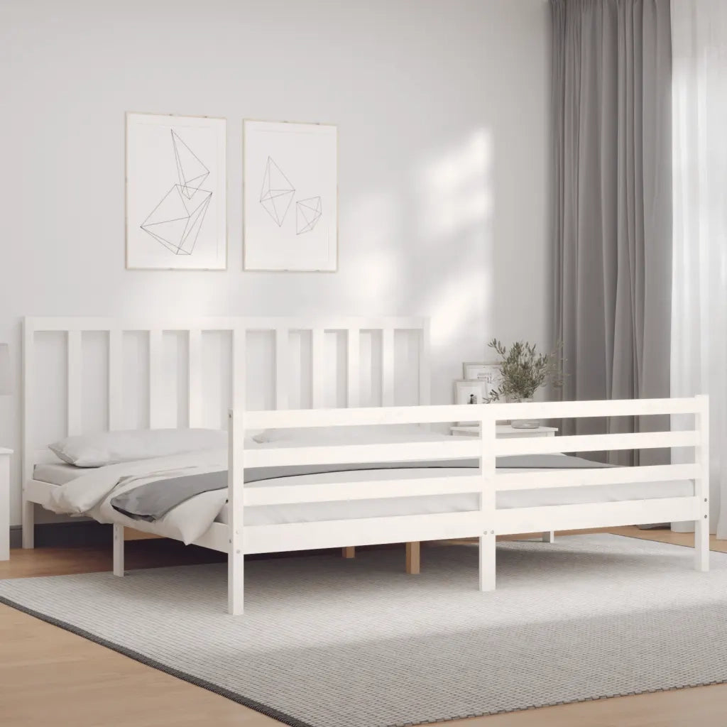 Giroletto senza Materasso-Struttura Letto Bianco 200x200 cm Legno Massello Pino 906794