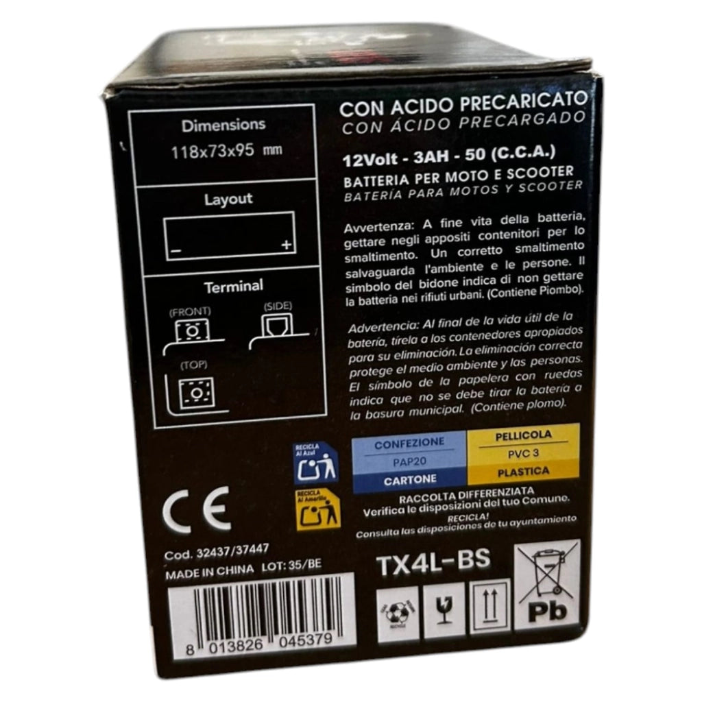 BATTERIA PER MOTO URSUS X4BS 3AH