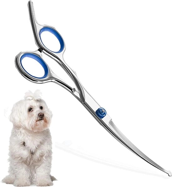 Set di forbici per il petting dei cani e dei gatti - 15 cm - con lama curva - punta rotonda - in acciaio inossidabile - per la cura dei capelli dei cani e dei gatti - taglio e rasatura