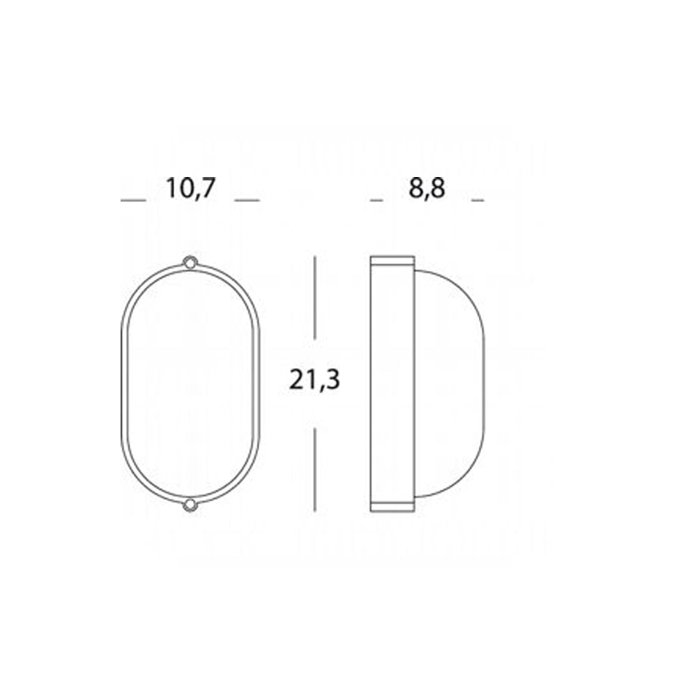 Applique Esterno Piccola Industriale Ovale Alluminio E Vetro Nero 1 Luce E27