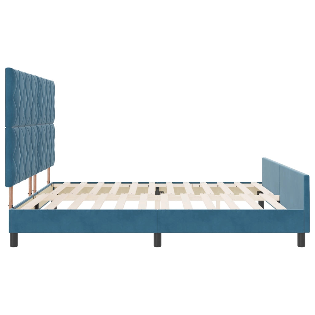Letto Blu Scuro 200x200 cm in Velluto