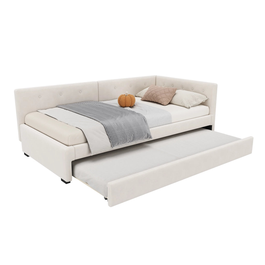 Letto singolo con roll-out in velluto 90x200 cm