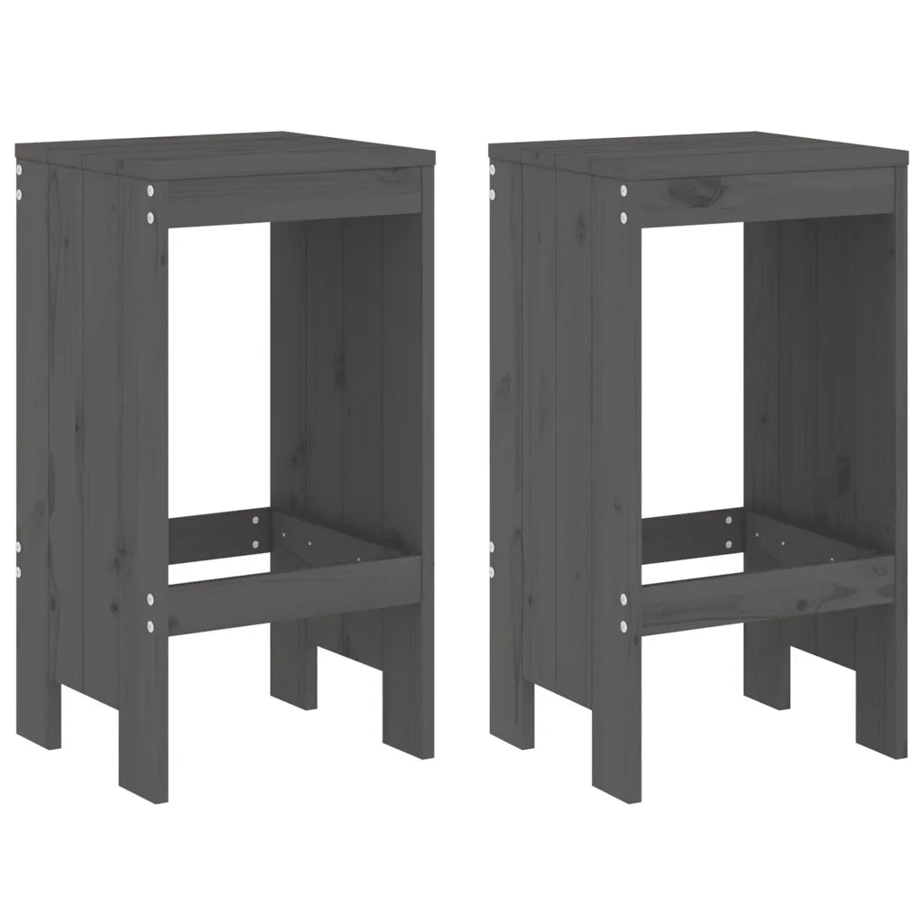 Set Bar da Giardino 3 pz | Set Salotto da Giardino Grigio in Legno Massello di Pino