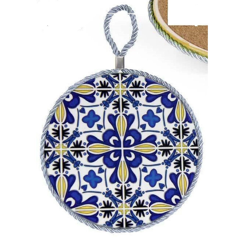 Trade Shop - Quadro Quadretto Piastrella Ornamentale In Ceramica Tondo 16 Cm 6 Decori 730689 -