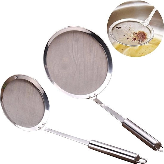 Due pezzi di setiere con manico in acciaio inossidabile setiere da cucina setiere a maglia fine setiere a maglia fine con setiere setiere a maglia fine con foro di sollevamento diametro 10,2 cm