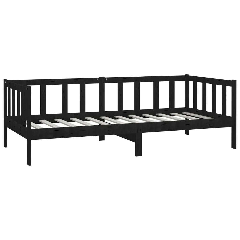 Divano Letto con Materasso 90x200 cm Nero in Legno di Pino 3083613