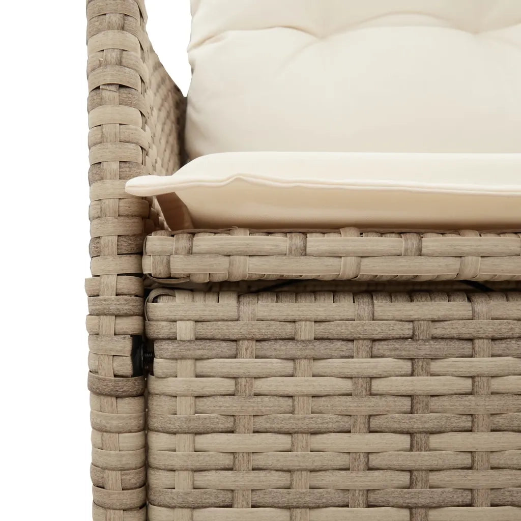 Divano Giardino Reclinabile 2 Posti Tavolino-Sofa da Giardino-Divanetto da esterno Beige Polyrattan 466931