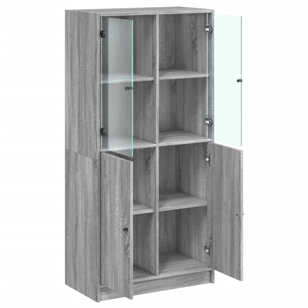 Buffet credenza cassettiera mobiletto mobile contenitore organizer cucina soggiorno salotto alto con ante rovere Sonoma 68 x 37 x 142 cm legno ingegnerizzato grigio 02_0032244