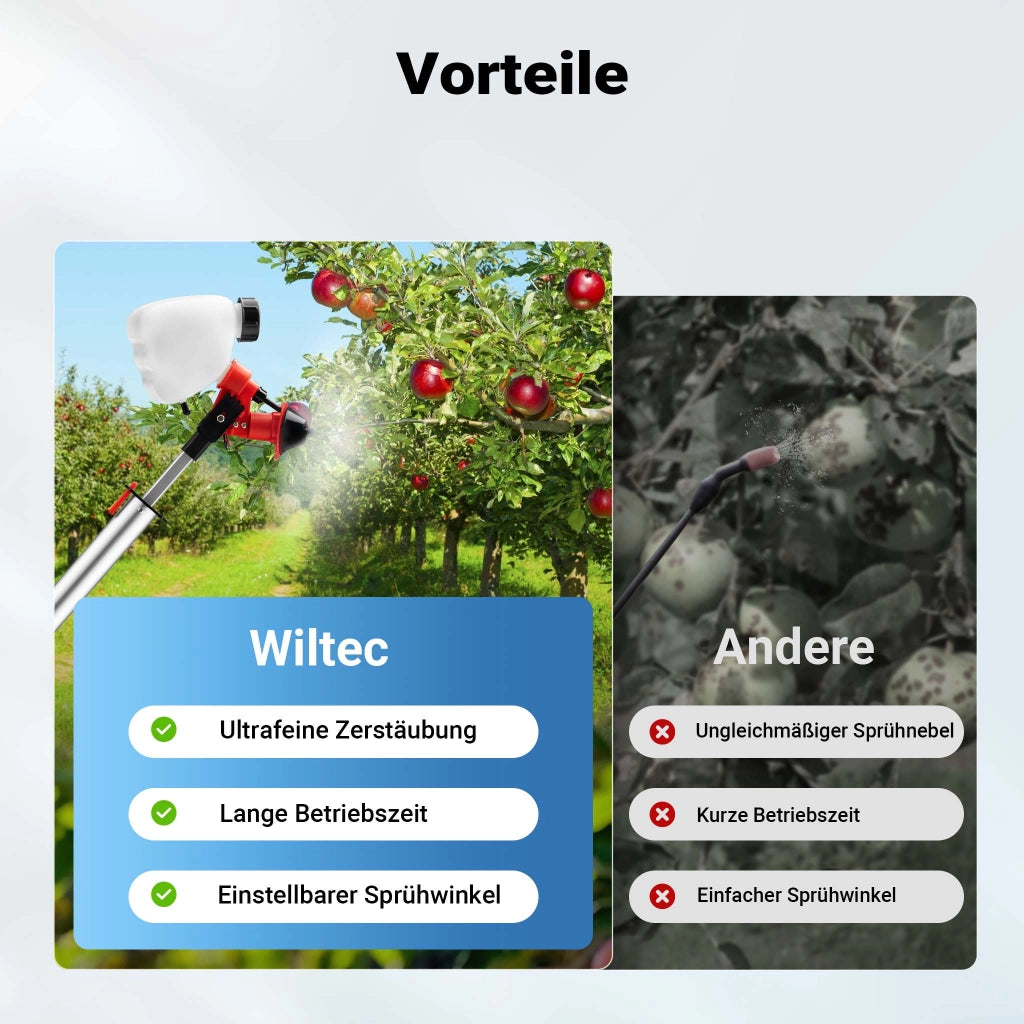 Spruzzatore da giardino a batteria ULVA+, irroratore 125 x 23 cm, con 3 ugelli 45-115 ml/min, irroratore per erbacce per giardini