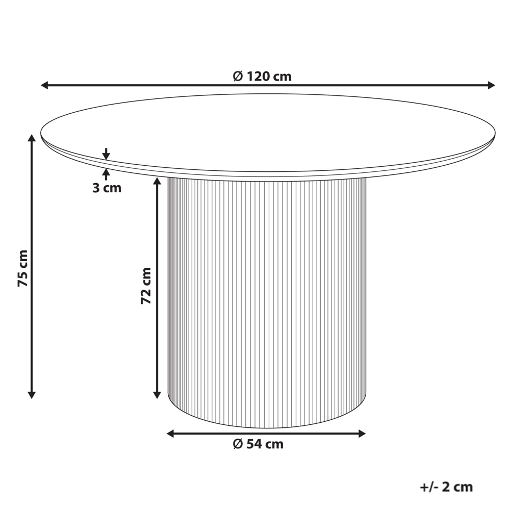 Tavolo da pranzo moderno rotondo ⌀ 120 cm Industrial Gamba a coste MDF Beige chiaro
