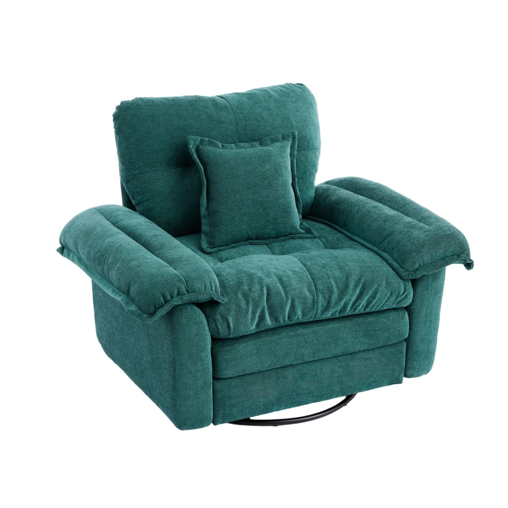 Poltrona girevole 360° con cuscino di supporto, in ciniglia, Verde, 116 × 84 × 96 cm