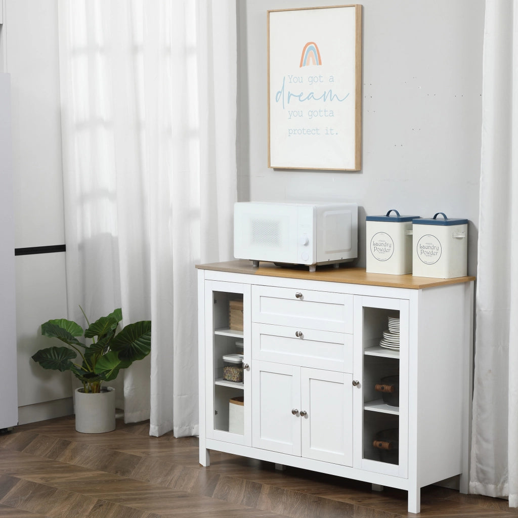 Armadio Bianco con 2 Ante a Vetro e 2 Cassetti ¨C zephmum ¨C 120x40x90 cm