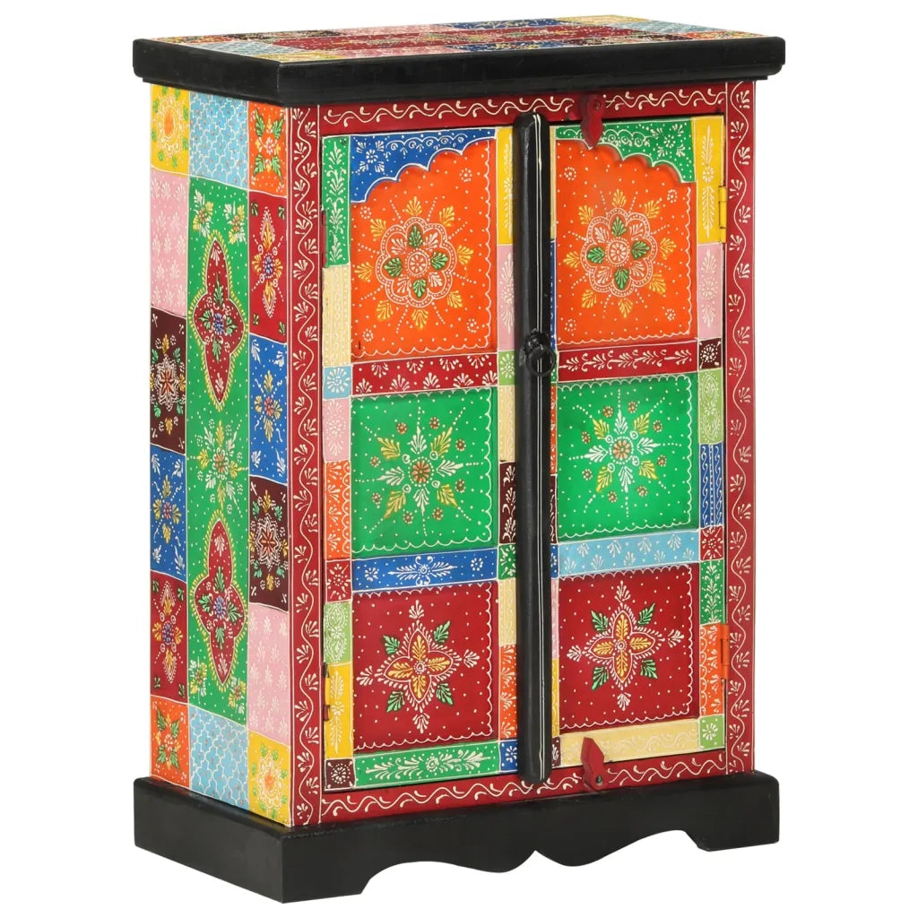 Credenza Dipinta Mano con Ante 53x30x75 cm Legno Massello Mango cod mxl 7508