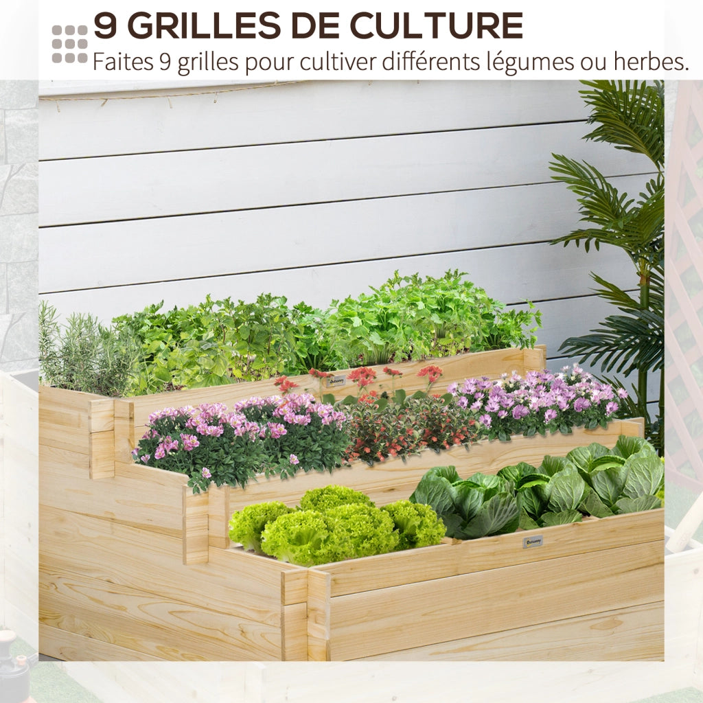 Fioriera 3 livelli per giardino ¨C zephmum ¨C Legno di abete con tessuto